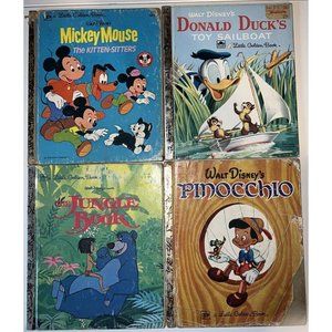 A Little Golden Book - Disney’s Mickey, Donald, Pinocchio & Jungle Book VTG 4